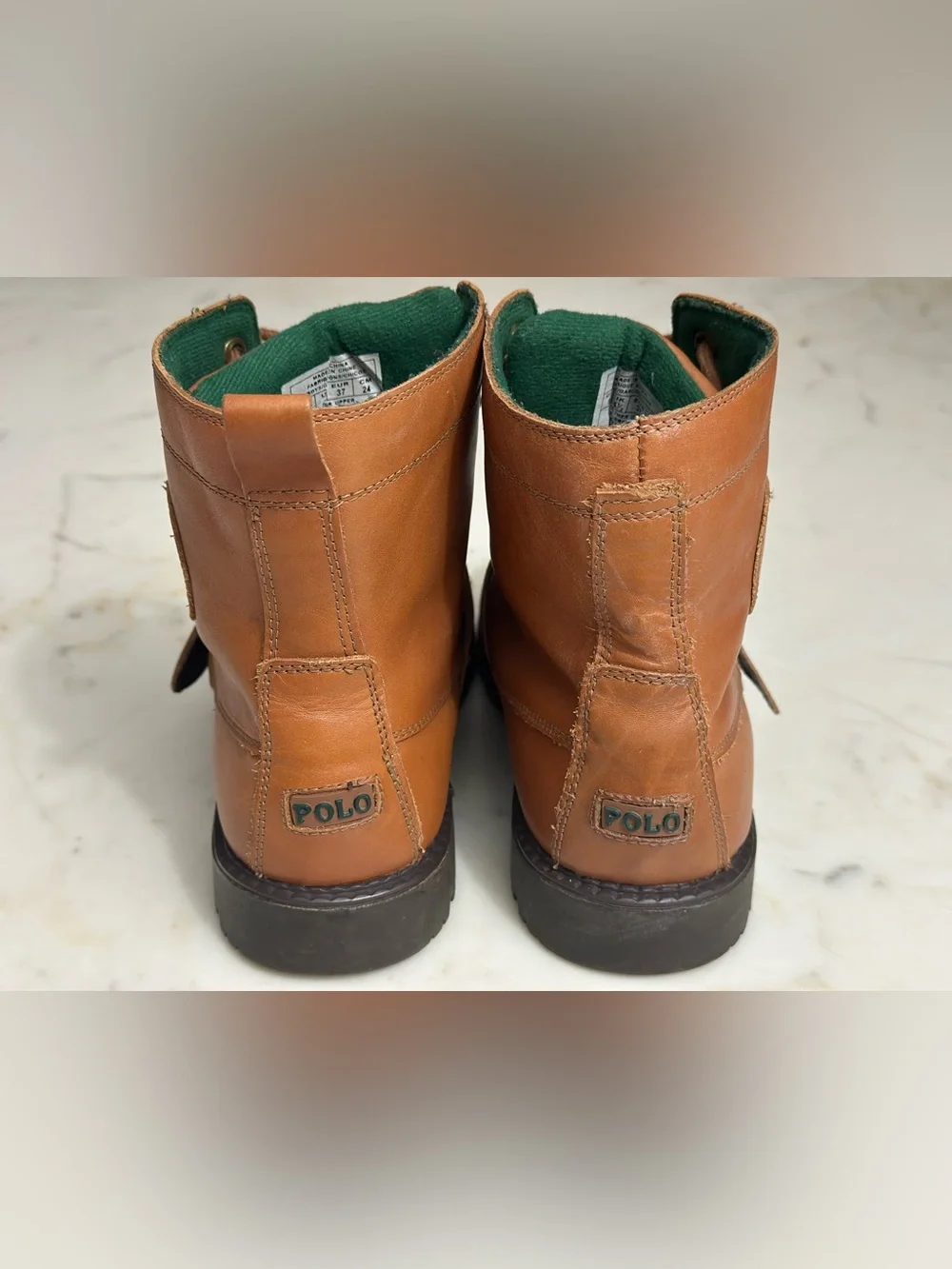 Polo Ralph Lauren Ranger Hi II Tan Leather Moc Toe Boots Boys Size 5